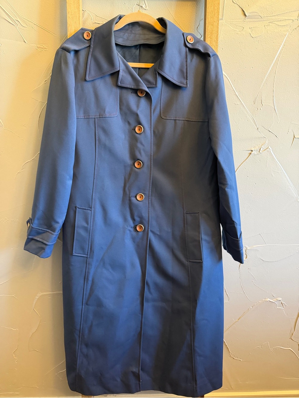 Vintage 70s LaSport Navy Blue Single-Breasted Trench Coat